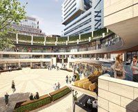 Chains surround Broadgate Circle