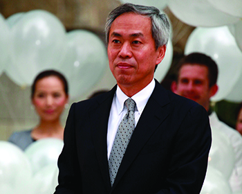 Tokyo, Japan. 11th June, 2014. The President and CEO Tsuji Shingo attends the opening ceremony of the Toranomon Hills building on June 11, 2014. The building has 52 floors which include commercial stores, offices, privates residences and the Andaz Tokyo T