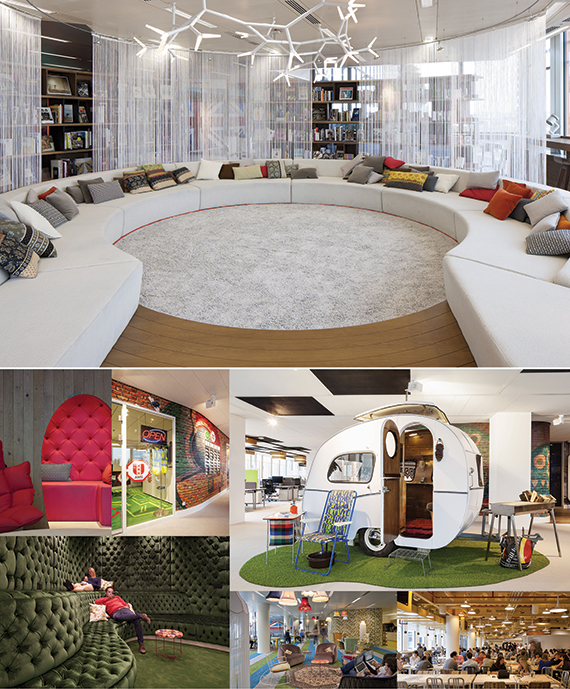 Google's offices in London and Amsterdam. Photos by Rex Shutterstock