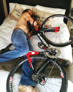 Adam Broyad is spent after a tough training session