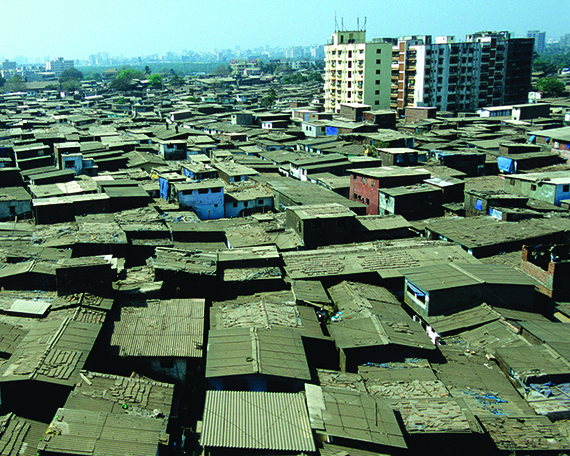 India Mumbai, slum Dharavi, the largest slum in Asia, target for real estate developer and builder