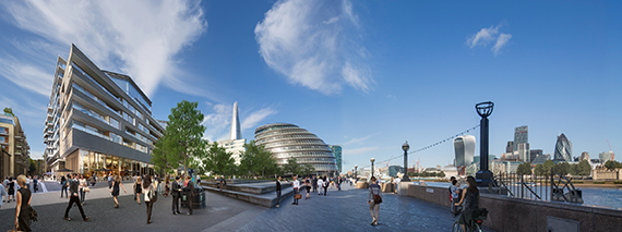 Ivy Brasserie is one of the leisure operators coming to Berkeley Homes’ One Tower Bridge (far left)