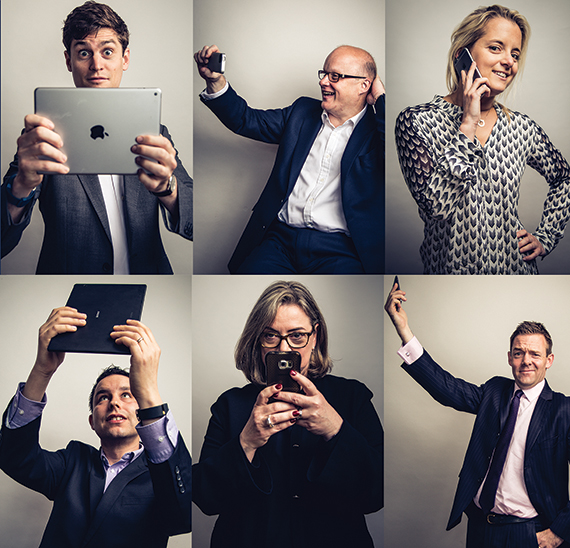 Clockwise from top left: William Newton, Richard Howard, Philippa Davies, Steven Bage, Despina Katsikakis, Karl Liriano