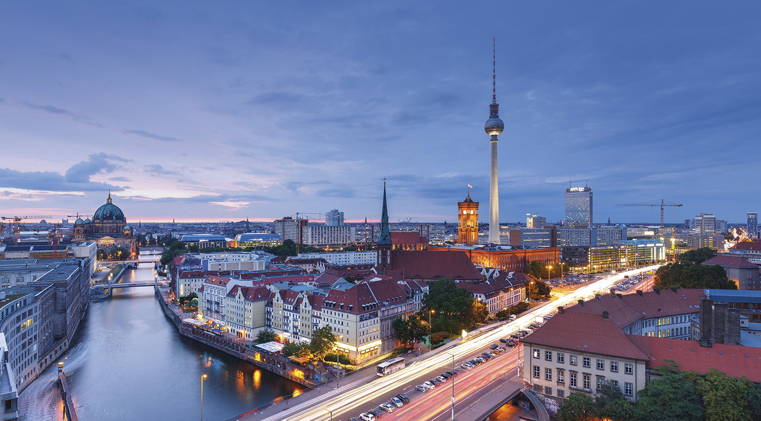 Mandatory Credit: Photo by REX/Shutterstock (5847172a) Germany, Berlin, Berlin-Mitte, Fisher Island and Berlin TV Tower in the evening VARIOUS