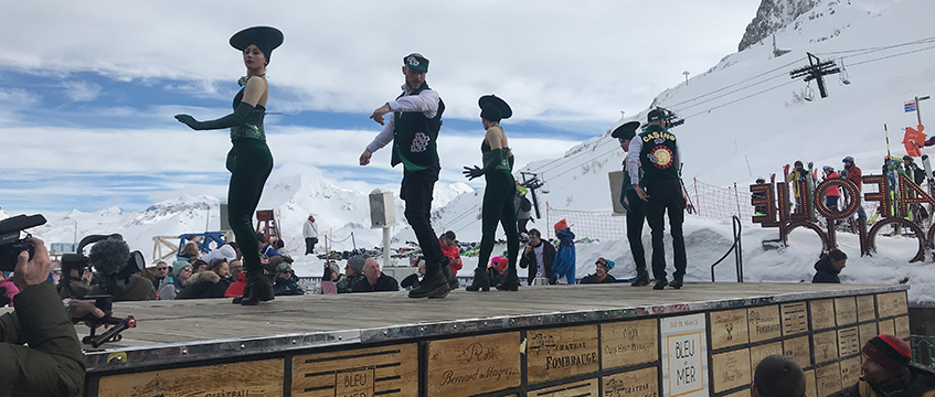 PropSki dancers on stage in the snow