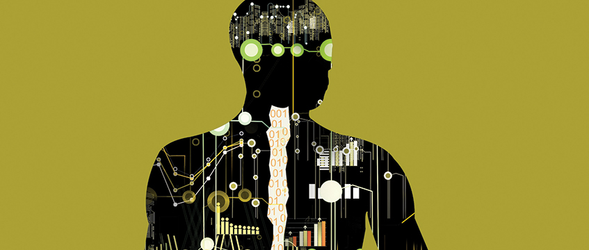 Illustration of human body with tech pieces