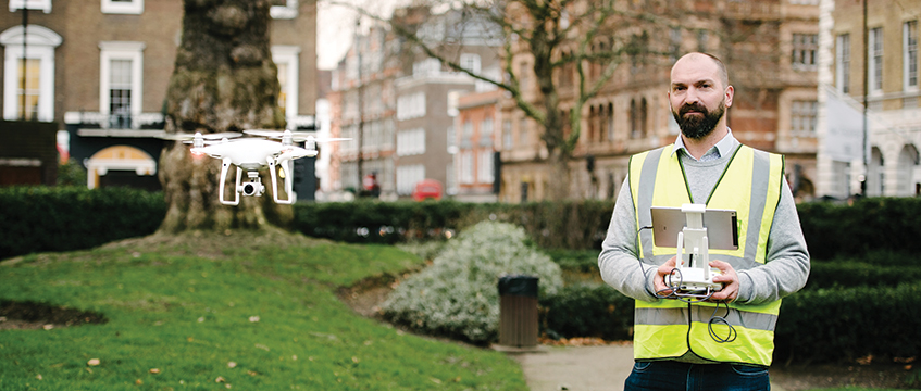 Paragon's Elliott Garrett flying a drone