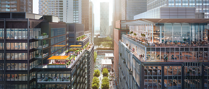 Wood Wharf looking west