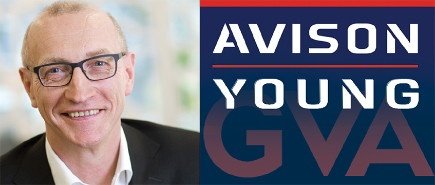 Avison Young logo and Gerry Hughes